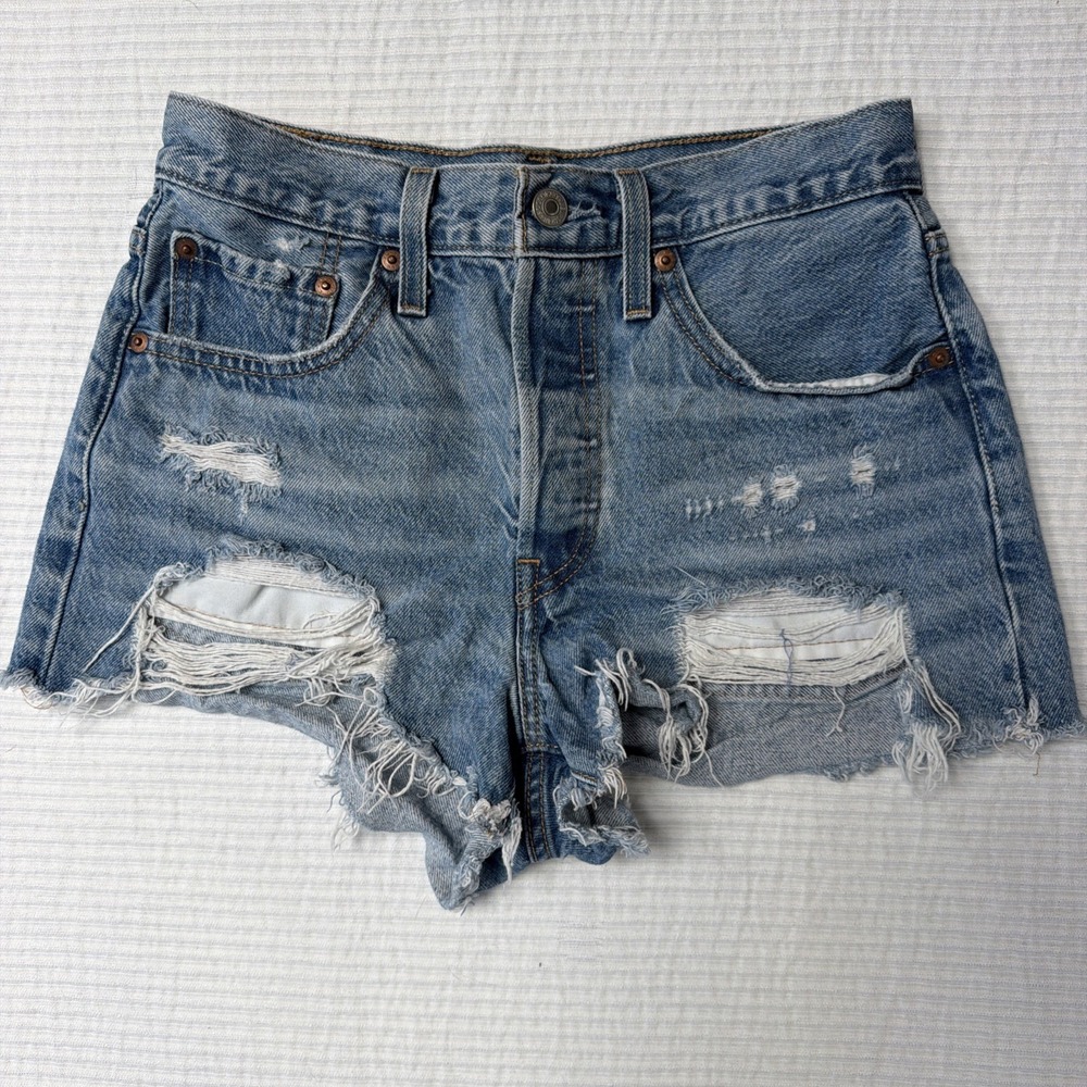 Levi's Shorts Women's Size W26 Button Fly 501 Blues Distressed Cutoffs